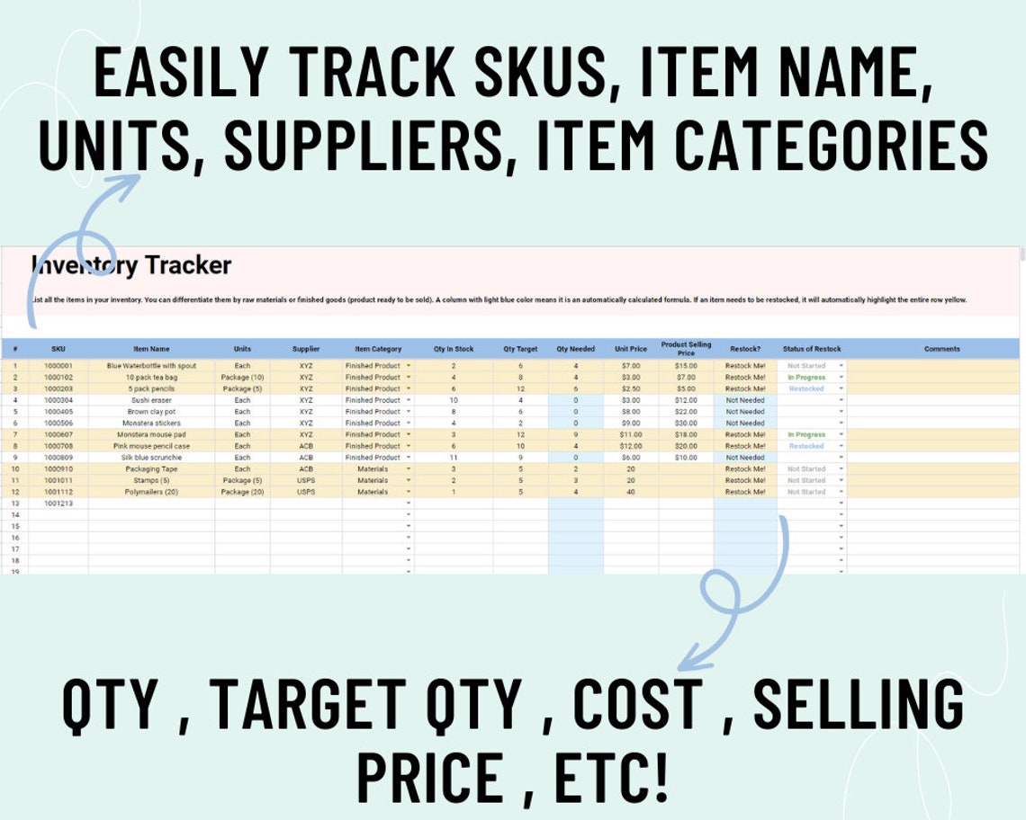 Simple Inventory Tracking System for Small Business Spreadsheet Google ...