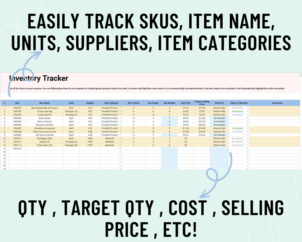 Simple Inventory Tracking System for Small Business Spreadsheet Google