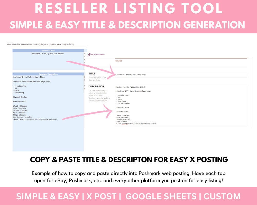 Reseller Listing Template Poshmark Listing Template Ebay Template