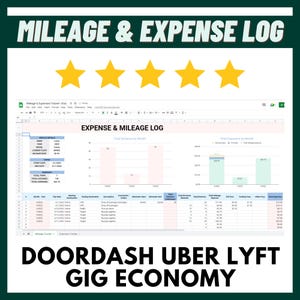 Delivery Gig Worker Mileage Tracker Expense Digital Log Tax Ready Daily Mileage Log Tracker Sheet Google Sheets