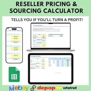 Reseller Tool Sourcing Pricing Calculator Reseller Profit Poshmark Verkäufer EBay Verkäufer Reseller Template Sales Margin Poshmark Reseller