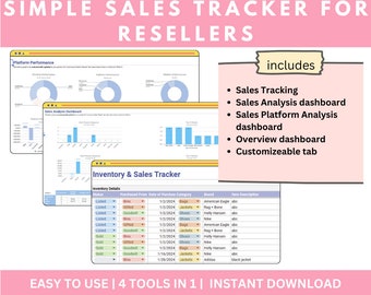 Reseller Inventory and Sales Spreadsheet Business Tracker for Google Sheets  Poshmark Simple Tracker Google Sheets eBay Fee Calculator Easy