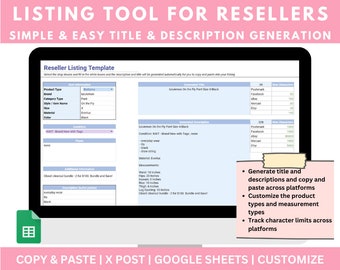 Reseller Listing Template Tool Poshmark Listing template Ebay listing template Depop Mercari Whatnot Etsy Clothing Thrift List Automatic