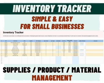 Simple Inventory Tracking System for Small Business Spreadsheet Google Sheets Product Management Materials Supplies Tracker Digital Excel