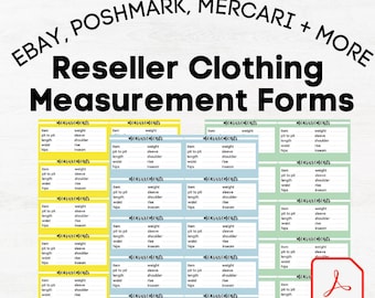 Clothing Reseller Measurements Sheet Form, Clothing Measurement Template How to measure clothes for selling, how to measure clothes for ebay