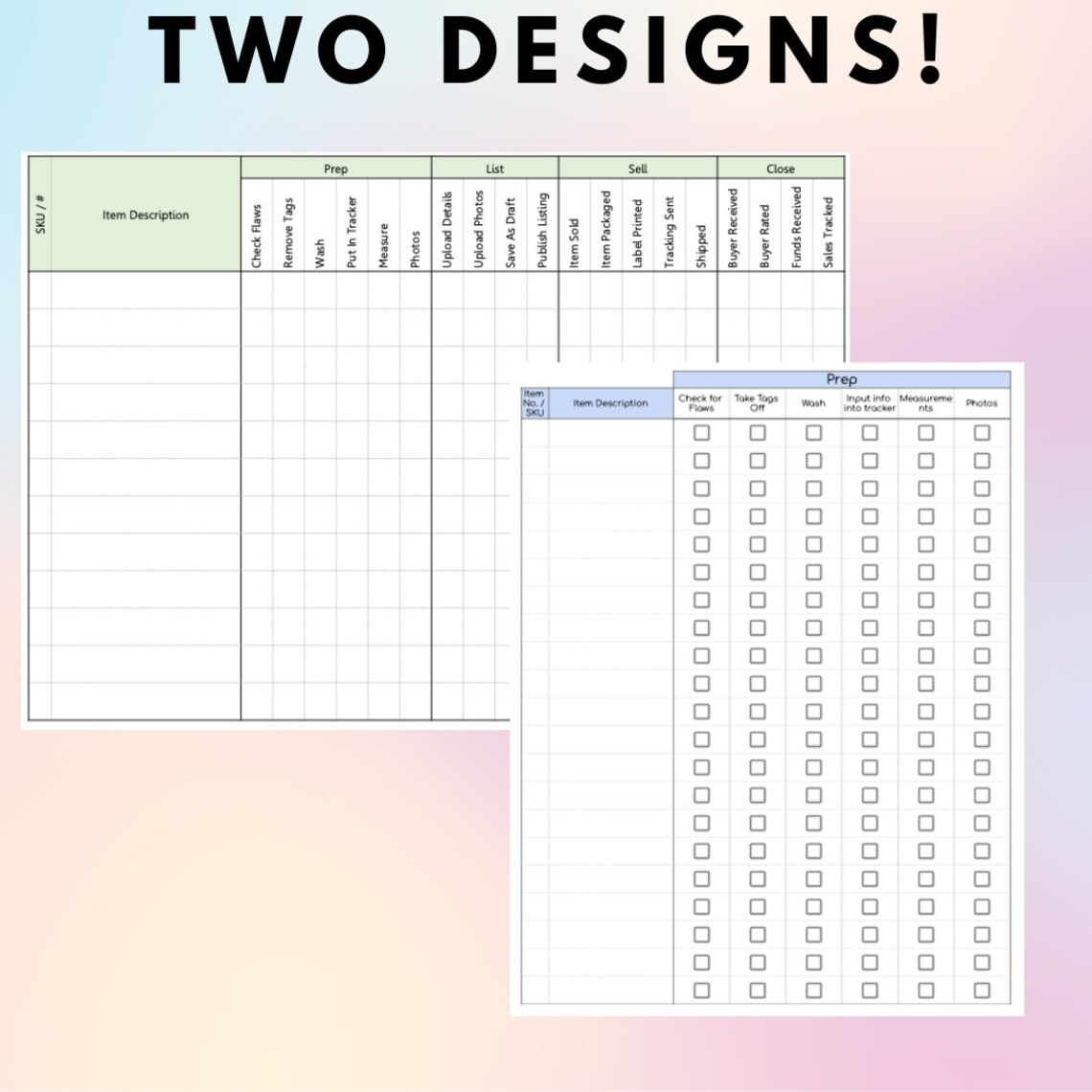 Reseller Poshmark Checklist Listing Tracker Printable Depop Ebay ...