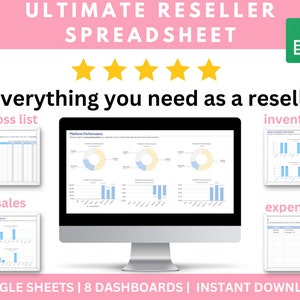 ULTIMATE Reseller Cross List Spreadsheet Inventory Sales Tracker for Google Sheets Insight Poshmark eBay Whatnot UK US template Sheet 2024