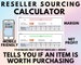 Reseller Sourcing Tool Calculator Offline Spreadsheet eBay Poshmark Depop Mercari Reselling Tools Margin Net Profit Excel Google Sheets 