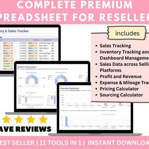 2025 Complete Premium Reseller Sheet Spreadsheet Poshmark Reseller Template Tool Inventory Sales Tracker Reseller Business Online Sales
