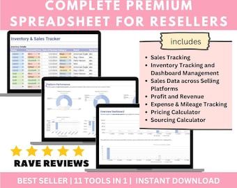 2026 Complete Premium Reseller Sheet Spreadsheet Poshmark Reseller Template Tool Inventory Sales Tracker Reseller Business Online Sales