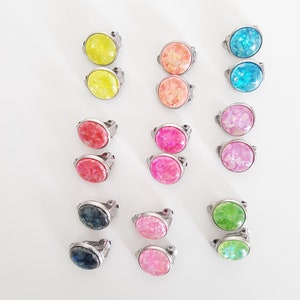 Clip-on confetti studs, colourful earrings. Clip-on studs for women, kids, Kid&#39;s earrings, earrings for girls.