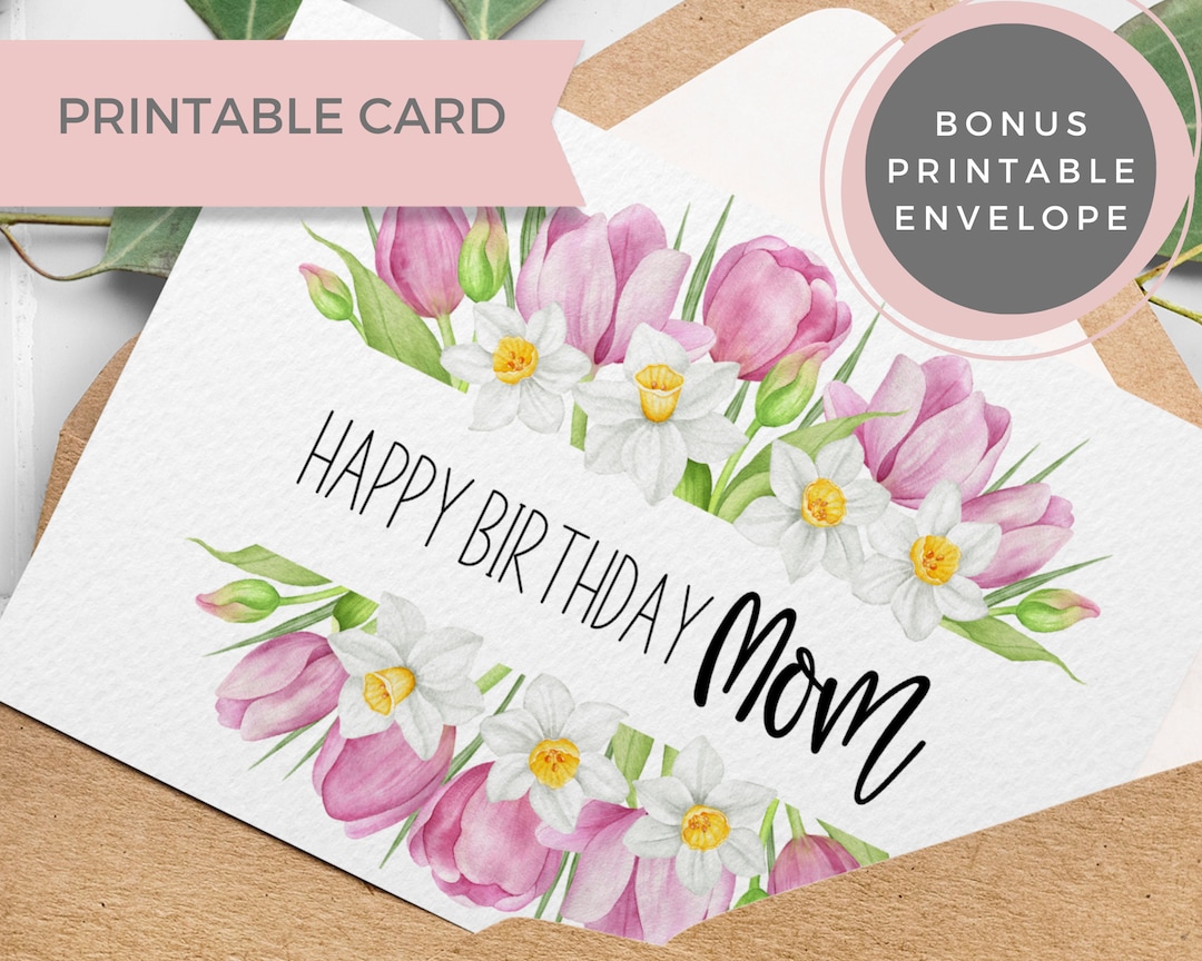 Mom Printable Birthday Card for Mom Happy Birthday Printable - Etsy