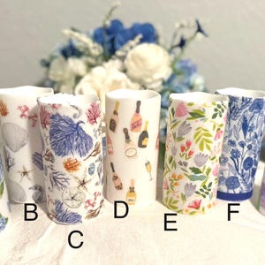 Handmade Floral Decoupage LED Candle: Flameless Shabby Chic Decor
