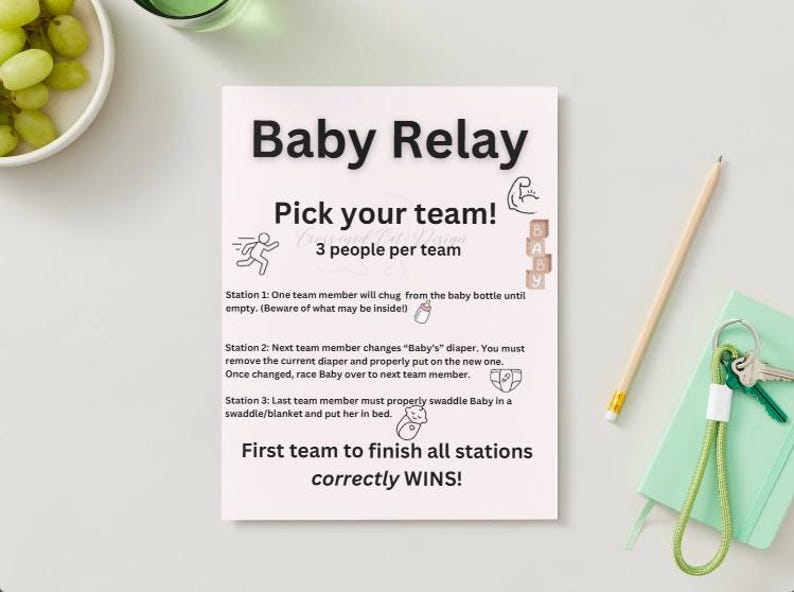 Baby Relay Shower Game Sign: Fun Activity (digital Download) - Etsy