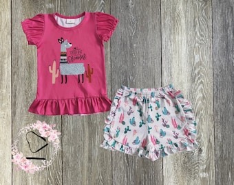 Little big dreamer llama shorts outfit,  kids shirt and bottoms, kids outfit, youth outfit, toddler outfit, infant outfit