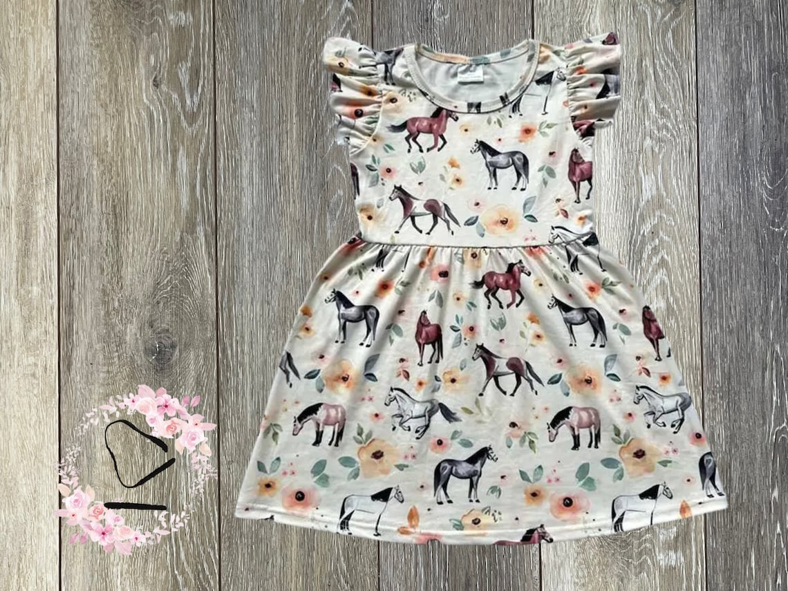 Baby Girl Horse Dress Etsy