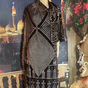 Spectacular VINTAGE Egyptian Assuit Piano Shawl 1930&#39;s Collectors/Museum Quality  Bellydance/ Wedding/Egyptian Revival/EXCELLENT