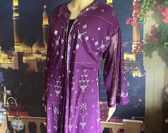 Sugar Plum Purple Deluxe Egyptian Assuit Robe/galabeya/Tunic with Bright Silver Bellydance