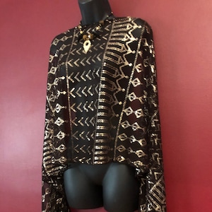 13 Row Egyptian Vintage Assuit Shawl with Silver  Bellydance assuit  1920 flapper Egyptian revival  abbey  Gatsby