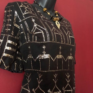 1930&#39;s Vintage Egyptian Assuit Blouse/Top Lined and ready to wear  Brown/Black