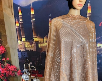 Butterscotch Ägyptischer Assuit Schal/Schal/Textil mit hellem Silber, leichter weicher Tüll/Bauchtanz