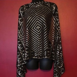 Antique/Vintage Egyptian Assuit Tribal 1910&#39;s Shawl Black Silver  Med weight Egyptian Revival/Flapper/Gatsby/Abbey/ Bellydance drape MINT