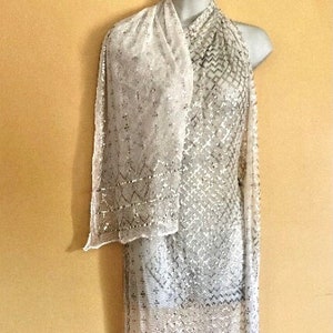 Nile Princess Egyptian Silver Assuit Wedding shawl 1920&#39;s  White/Silver Flapper Egyptian Bellydance