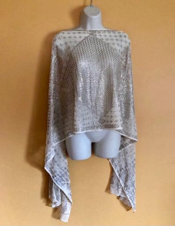 17 Lucent Diamond Egyptian Vintage Assuit Wedding Shawl Silver  STUNNING 1930's Egyptian Revival/Heavy assuit silver