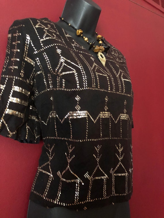 1930's Vintage Egyptian Assuit Blouse/Top Lined a… - image 1