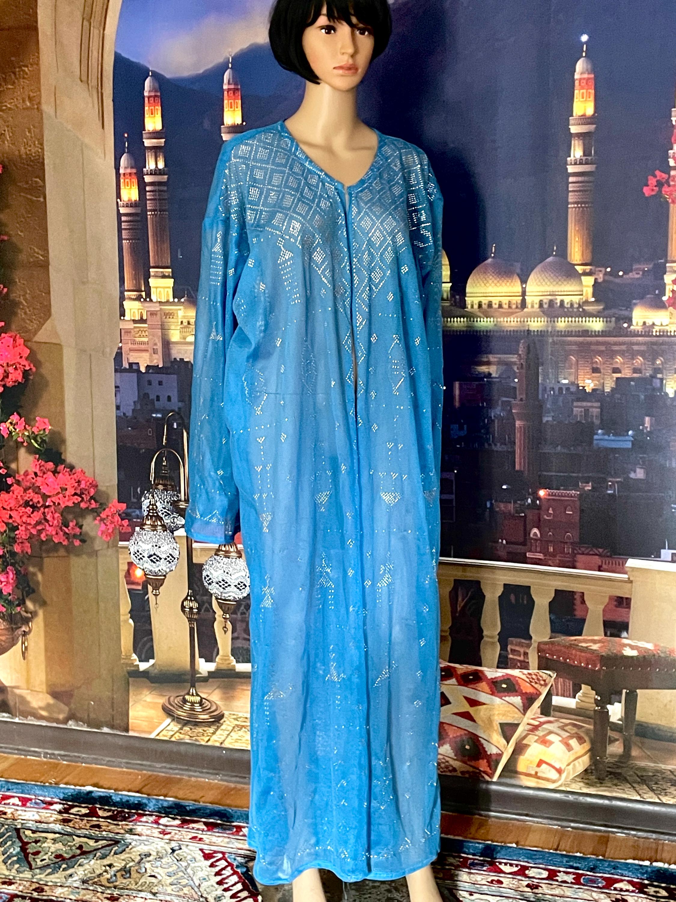 Egyptian Assuit NEW Faience Blue Color Open Robe /duster/bellydance ...