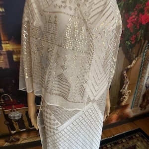Cairo&#39;s Blessed Temple Vintage Egyptian ASSUIT with bright silver Wedding Shawl 1930 Bellydance assuit Egyptian Revival Jazz age