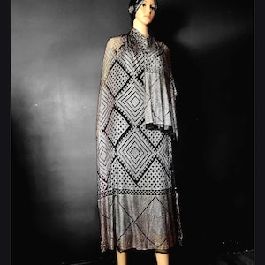 1930&#39;s VINTAGE ASSUIT PIANO Shawl Forever Diamond #3 : Gatsby/Bellydance/Egyptian Revival/Art deco/Dream shawl heavy silver