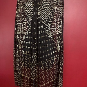 Egyptian 9 Diamond Vintage Assuit Shawl  LOTS of SILVER designwork!   1930 Bellydance Assuit Egyptian revival