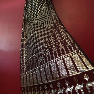 Exquisite Antique ASSUIT Black/Silver VINTAGE Egyptian Shawl 1900&#39;s  Wedding Shawl  Egyptian Revival Bellydance