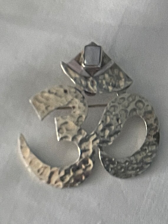 Sterling silver Opal Om Hammered Large Necklace o… - image 4