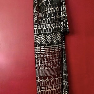 Egyptian Splendor Vintage Assuit Silver Black Heavy Decor 1930  Shawl Bellydance Egyptian Revival PIANO Shawl