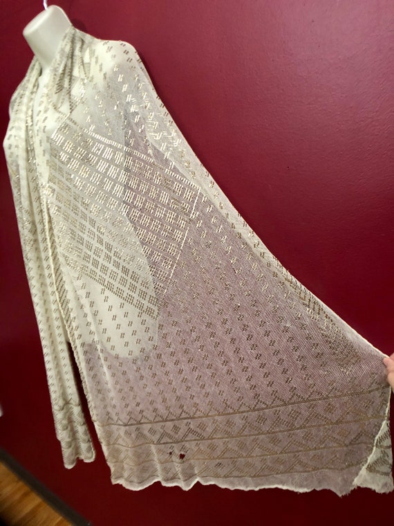 Ivory Egyptian Vintage Assuit Wedding Shawl 1920'… - image 4