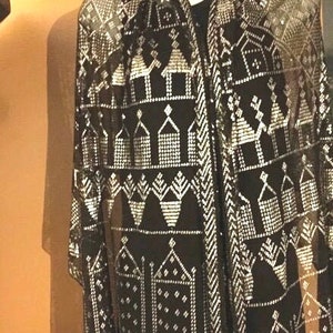 Extra Long Superlative Heavy Egyptian Assuit Piano Shawl 1920&#39;s Silver plate