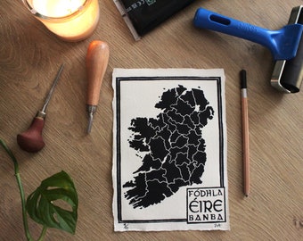 Ierland kaart - handgemaakte Lino Print