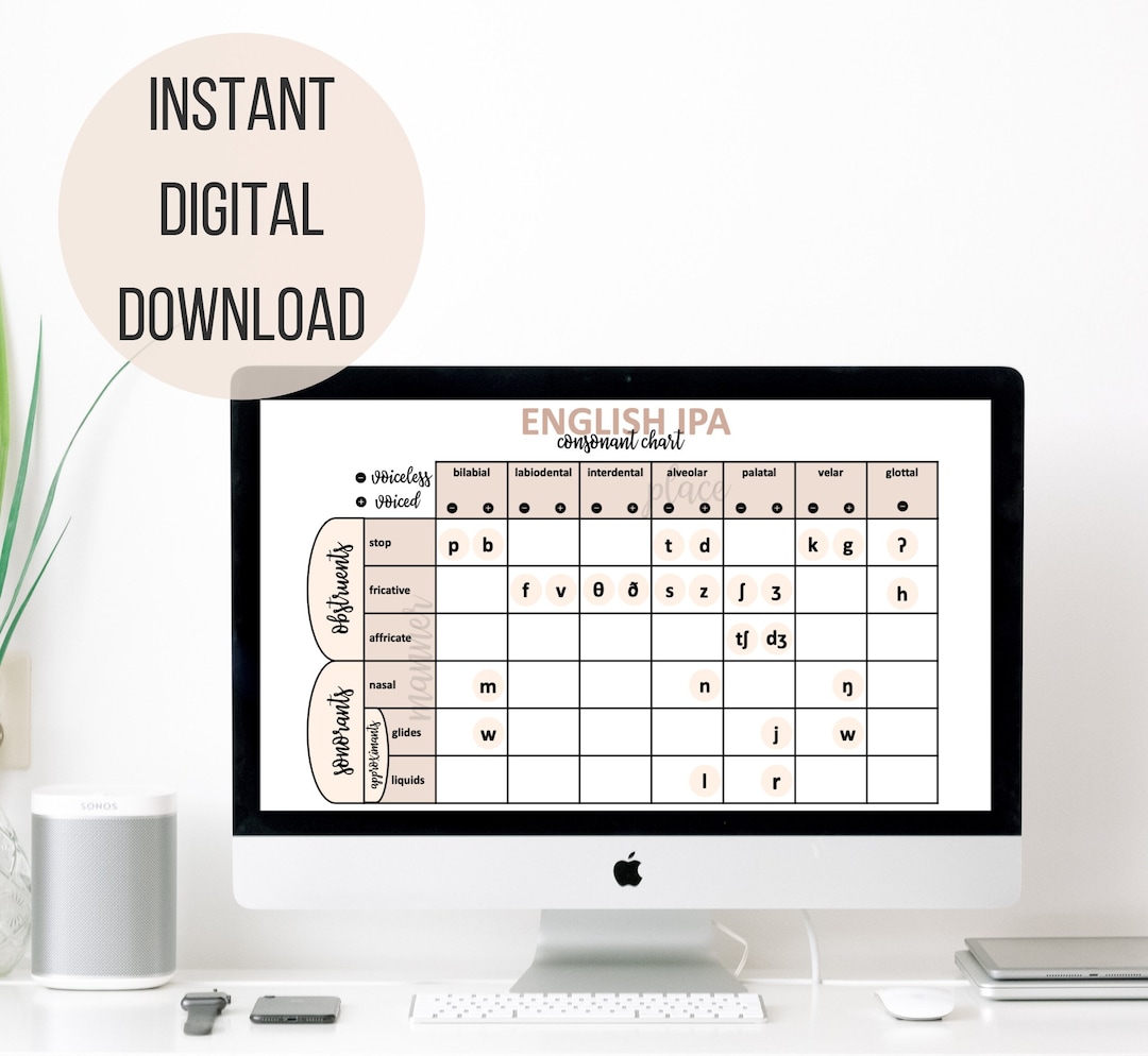 Speech Pathology English IPA Consonant Study Chart | SLP - Etsy