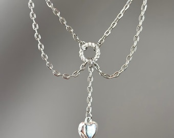 Gothic Dreamcore Heart Necklace, Stainless Steel Y2k Necklace, Vintage Necklace