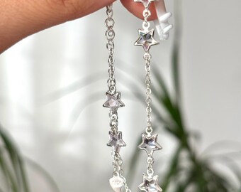 Sparkling Star Silver Bracelet, Minimalist Shiny Cute Bracelet, Celestial Bracelet