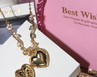 Personalized Heart Bee Locket Necklace,Love locket with Photo
