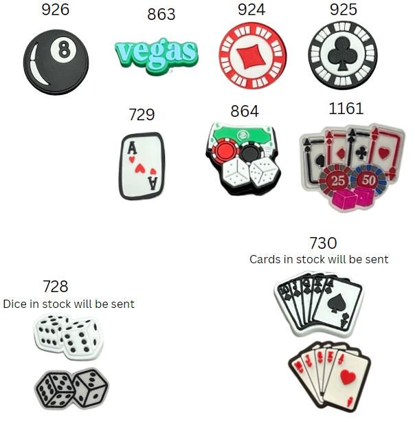 Las Vegas Croc Charms - Sin City Shoe Charm - Poker Croc Charms - Casino  Shoe Charms - Playing Cards Charms - Wedding Croc Charms