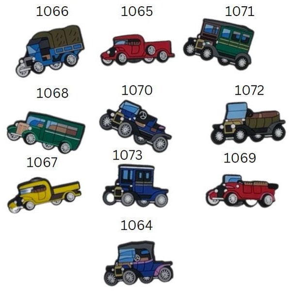 Vintage Classic Cars shoe charms / Old school cars  / Birthday Gift for him and her