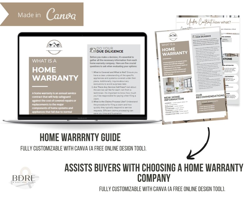 Home Warranty Guide Printable Canva Template Homebuyer's Guide Real