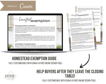 Homestead Exemption | First-Time Homebuyers | Real Estate Flyer | Real Estate Marketing Tools | Editable Download in Canva | Post Closing