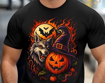 Wolf & Pumpkin Halloween Tee - Comfort Colors 1717 Unisex Shirt