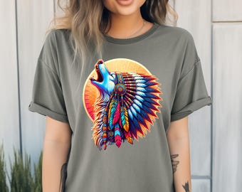 Camiseta con espíritu animal del lobo: camiseta tótem chamánico