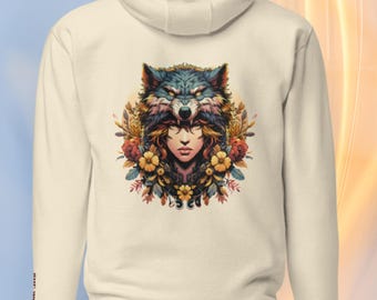 She Wolf Crop Hoodie: Wolf Lover Graphic Print